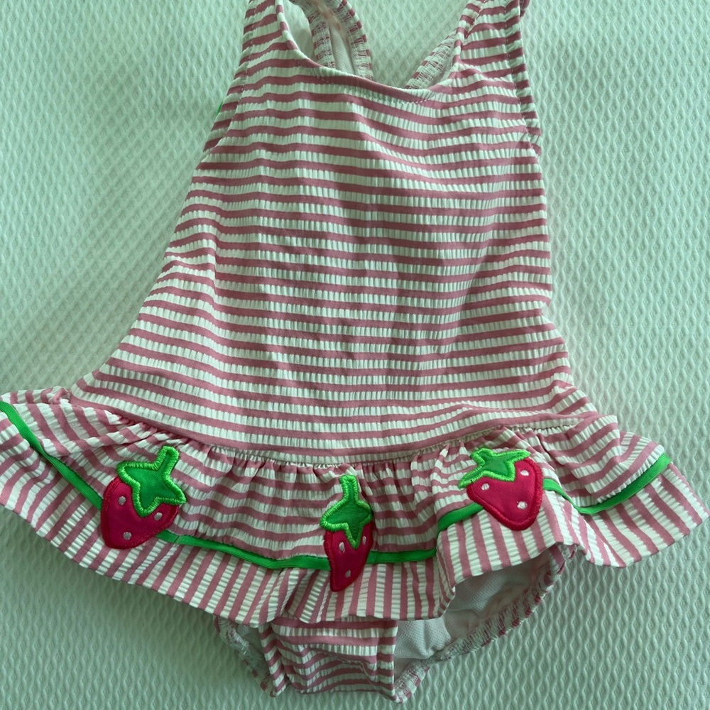 Florence Eiseman Pink and White Striped Swimsuit